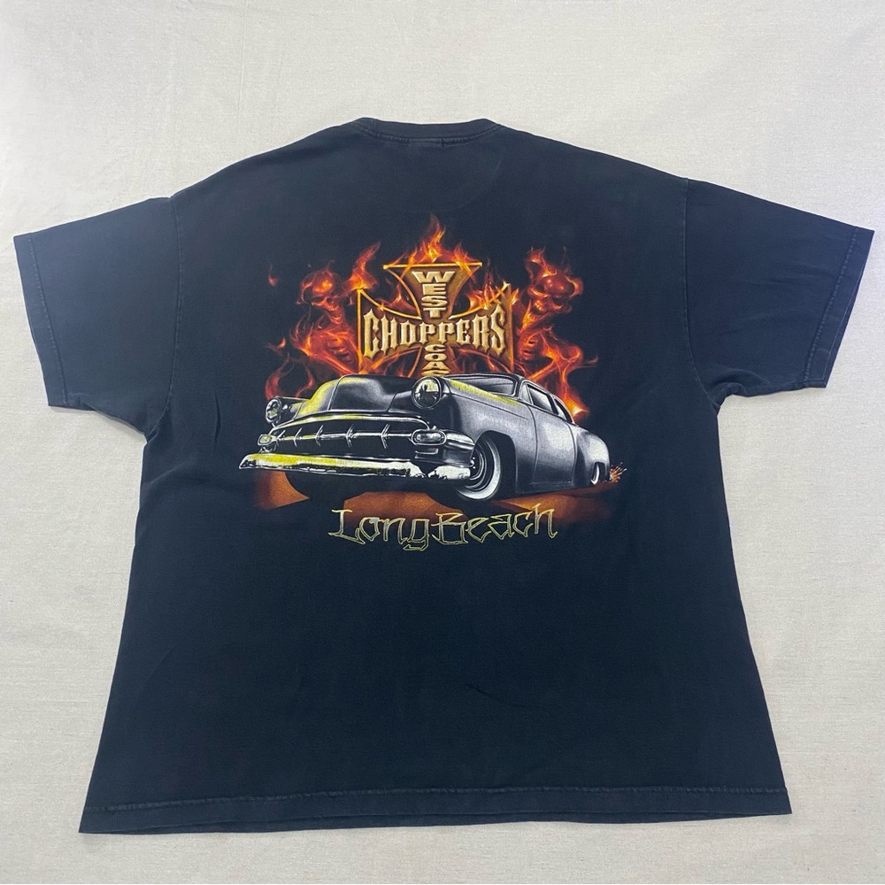 Vintage 90s West Coast Choppers Long Beach T-Shirt Y2K Grunge Size XXL Black DS